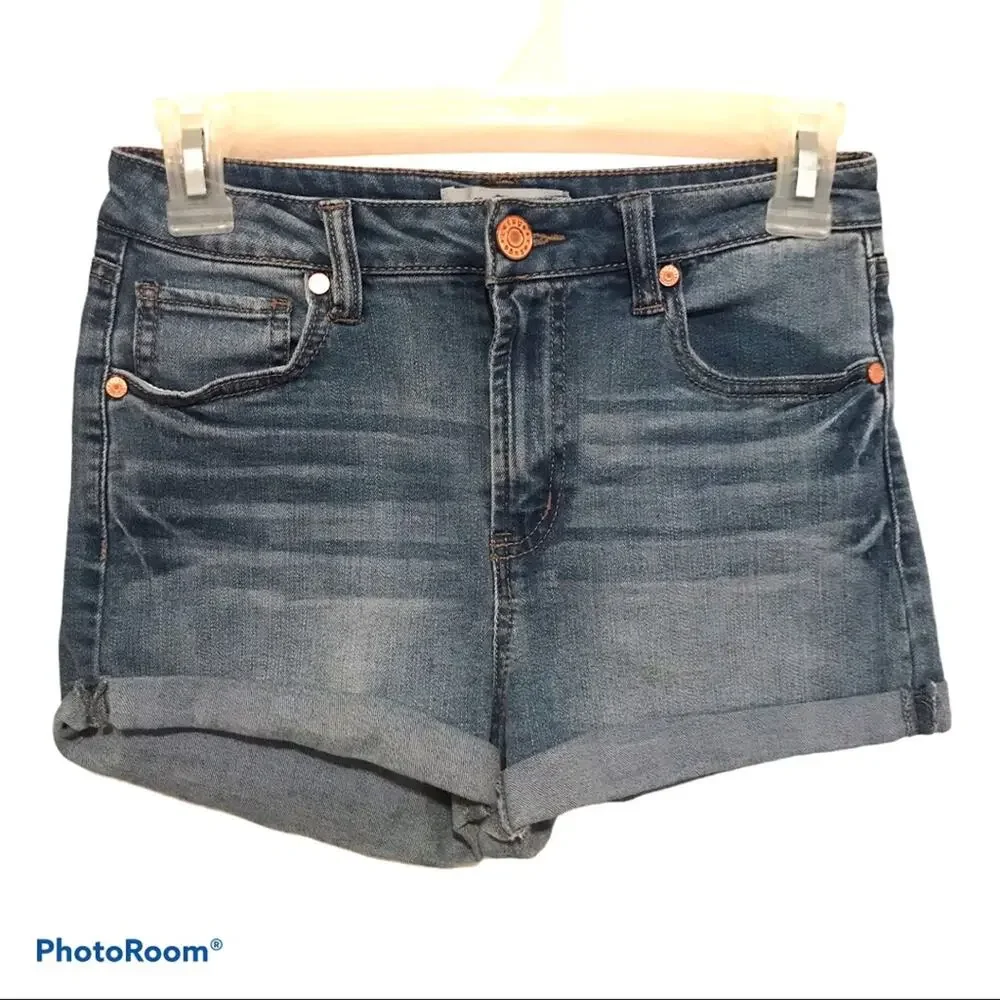 Refuge High Rise Denim Cuffed Shorts